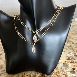 Ettika Double Layer Crystal Pendant Necklace, 18-20"